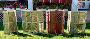 Three vintage green painted shutters 3b0145