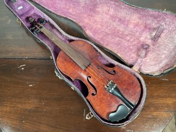 Antique tiger maple violin, unlabeled,