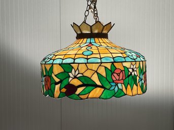 Vintage leaded stained glass lamp