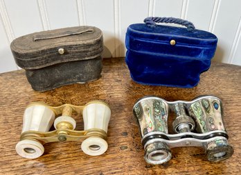 Two pairs of antique opera glasses,
