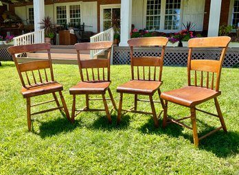 Four ca 1860 pine and maple chair 3b019c