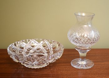 Three pieces of antique cut glass,