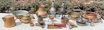 Large lot of vintage copper, brass