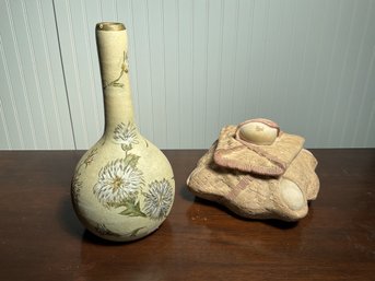 A vintage signed art pottery covered