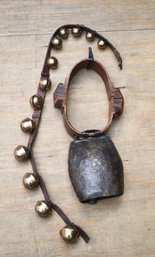 Antique cow bell with wooden collar  3b025b