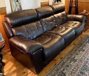 A three piece brown leather couch  3b0297