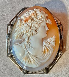 An antique 14K gold cameo pin.