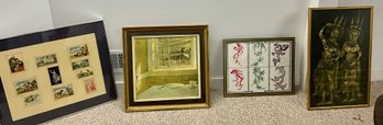 Four artworks, including: framed
