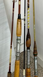 Five fishing poles, no reels.  Condition: