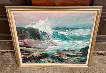 Oil on canvas seascape, signed