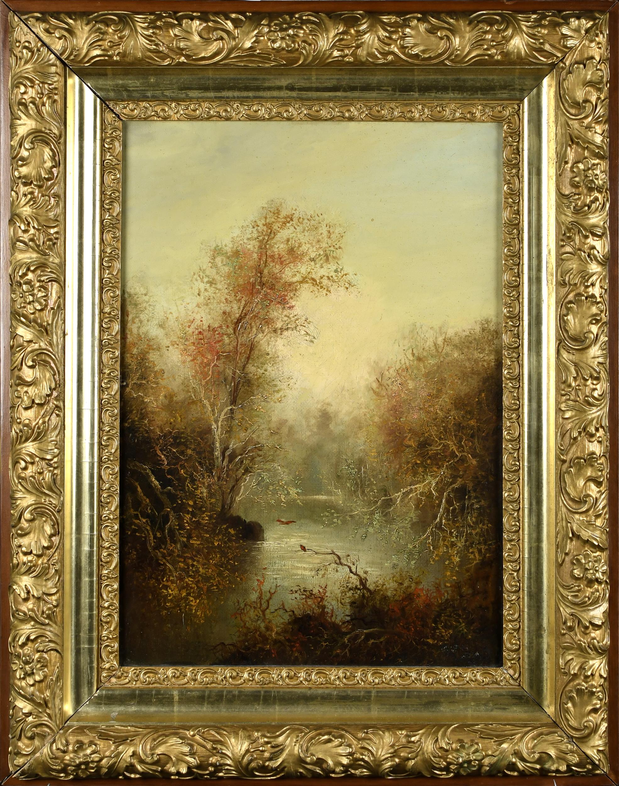 19TH C. O/C, AUTUMN LANDSCAPE,