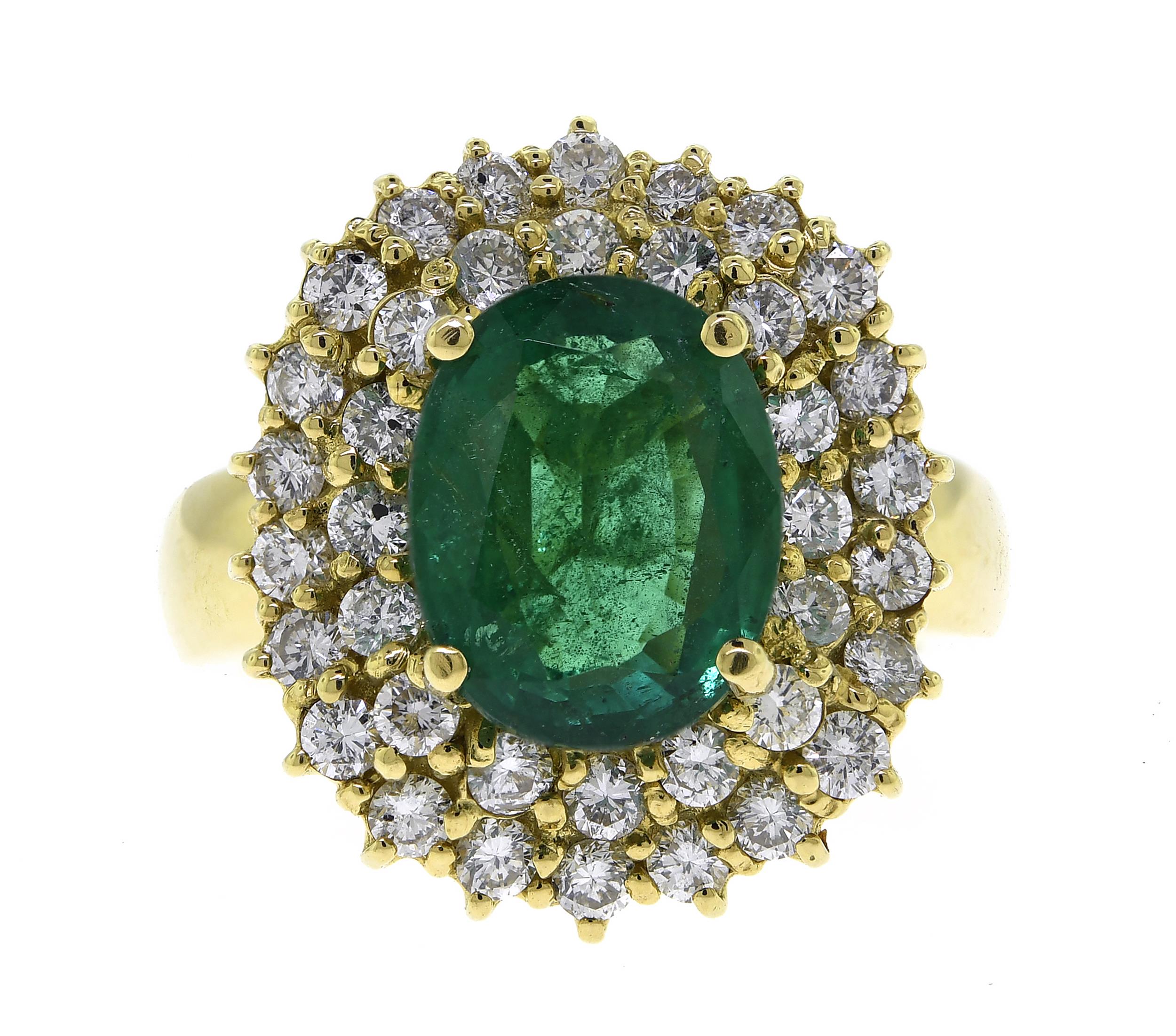 IMPRESSIVE 18K GOLD EMERALD AND 3b0366