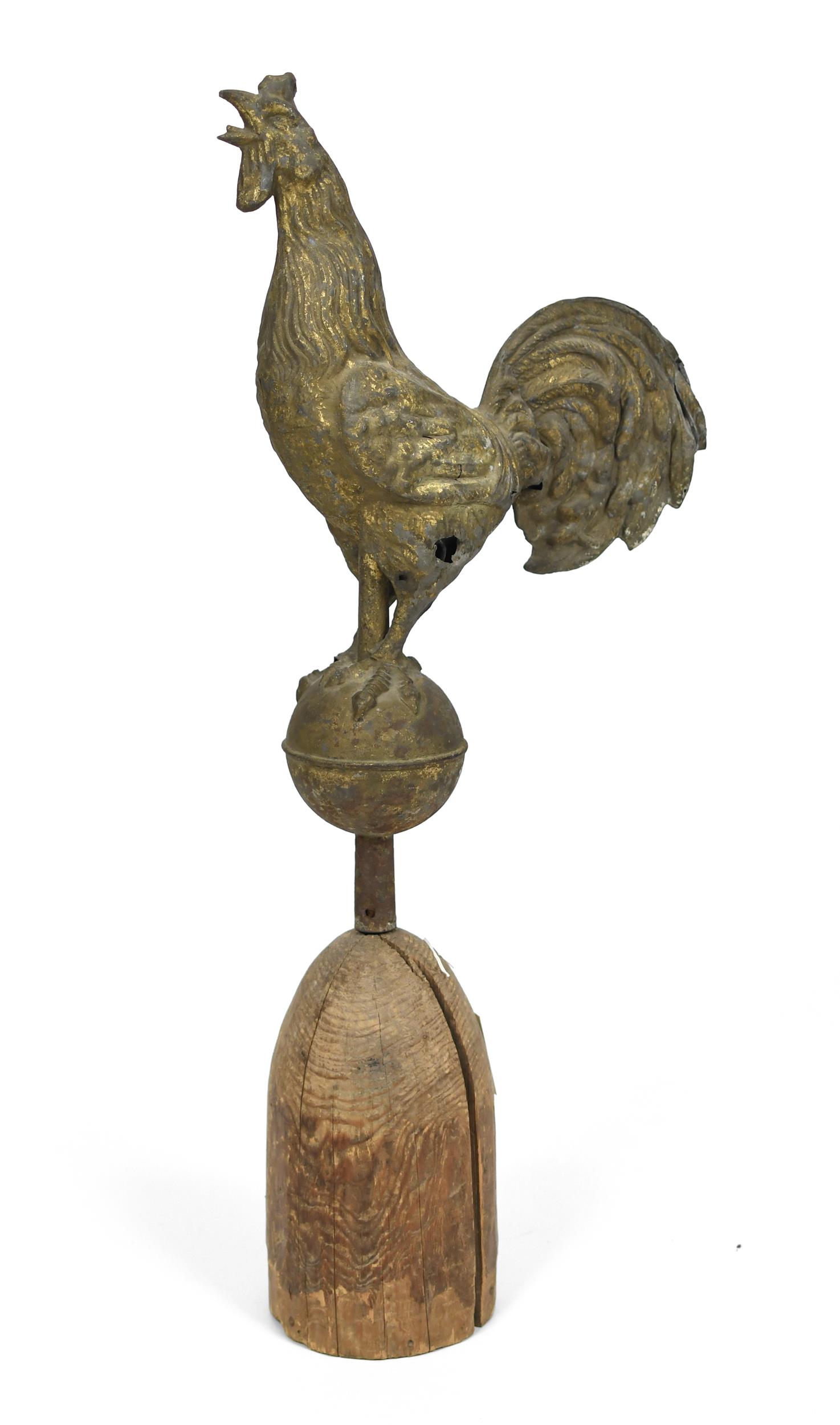 ANTIQUE GILT METAL ROOSTER WEATHERVANE  3b0378