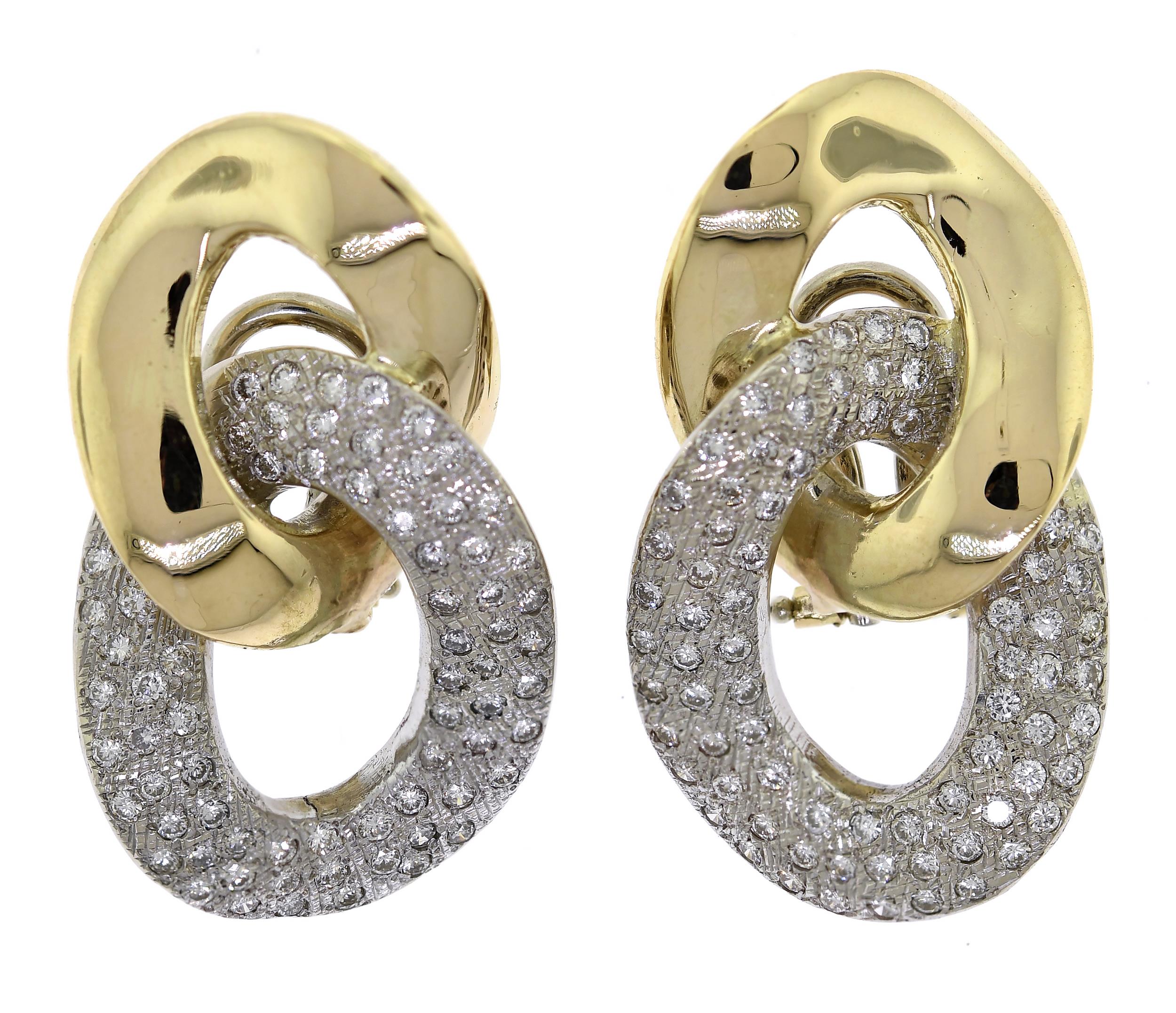 14K GOLD DIAMOND CHAIN LINK EARRINGS  3b039b