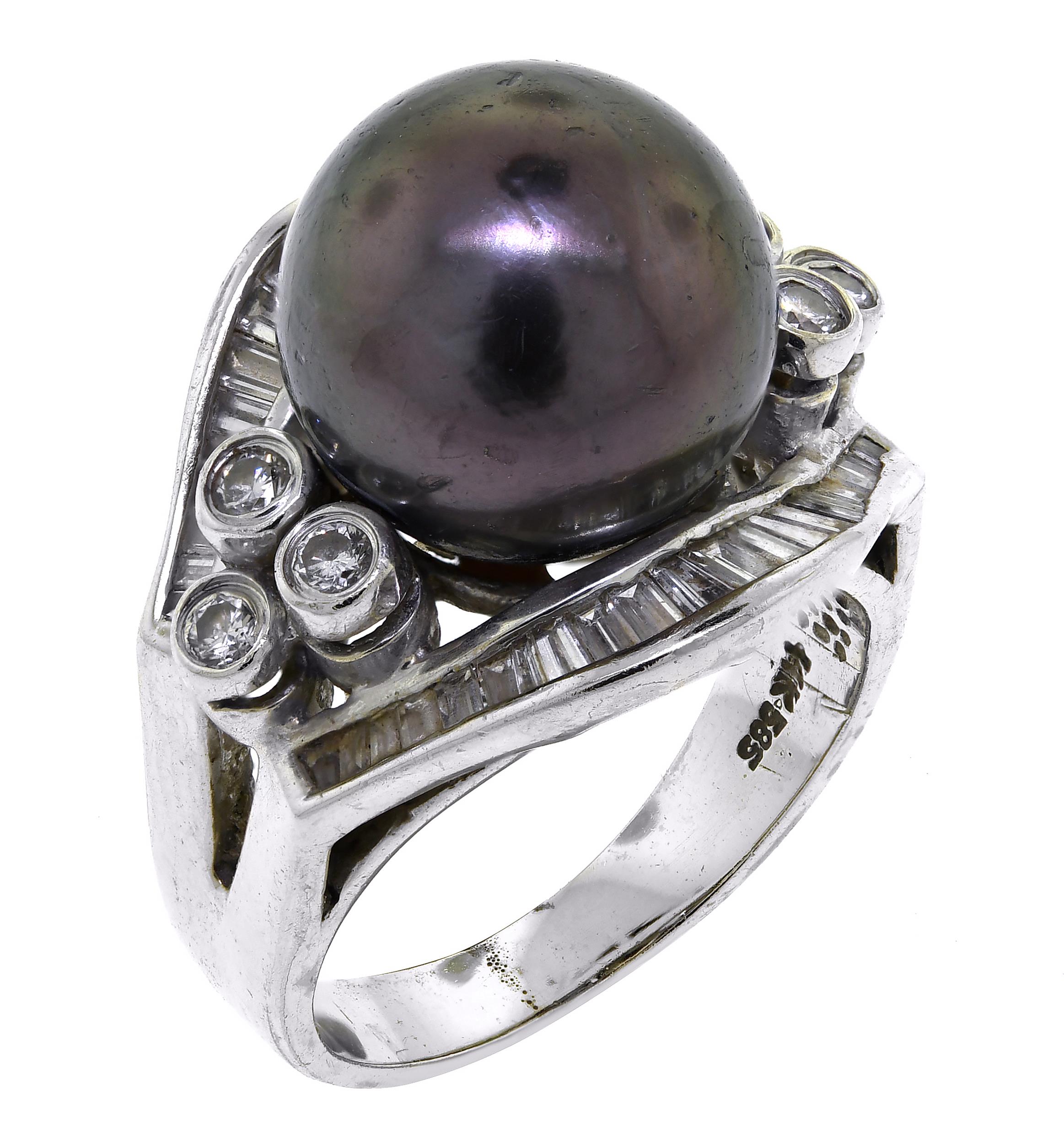 14K GOLD TAHITIAN PEARL AND DIAMOND