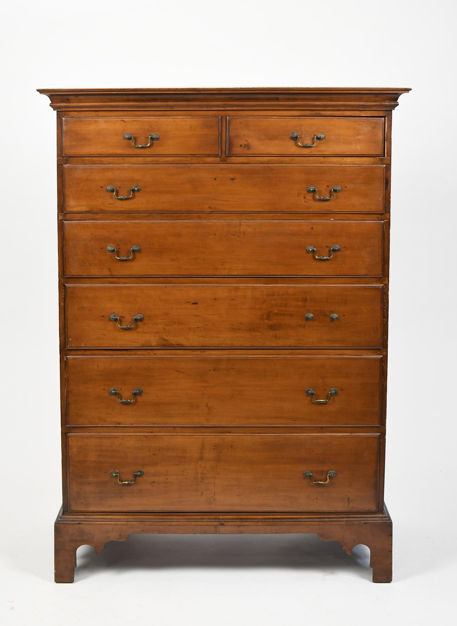 18TH C CHIPPENDALE MAPLE TALL 3b040a