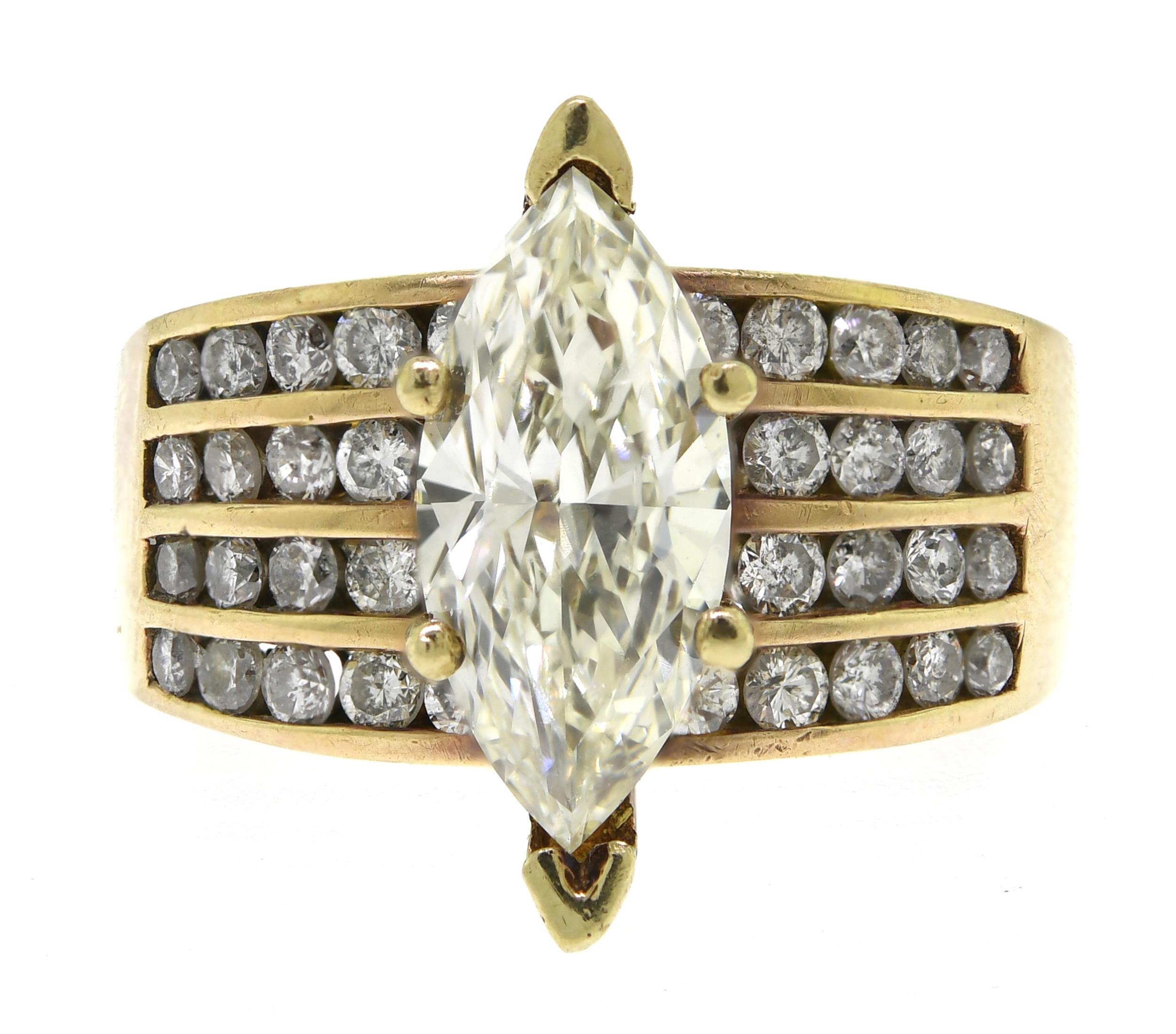 14K YELLOW GOLD MARQUISE DIAMOND 3b0446