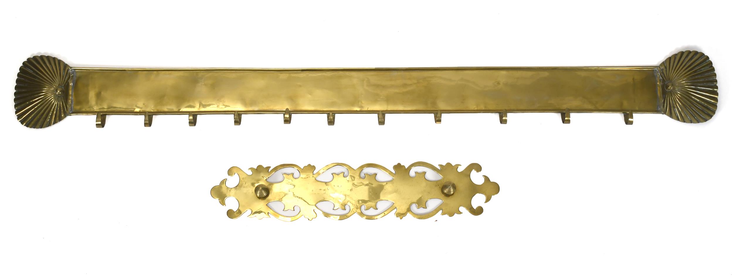 TWO 18TH C. BRASS UTENSIL RACKS.