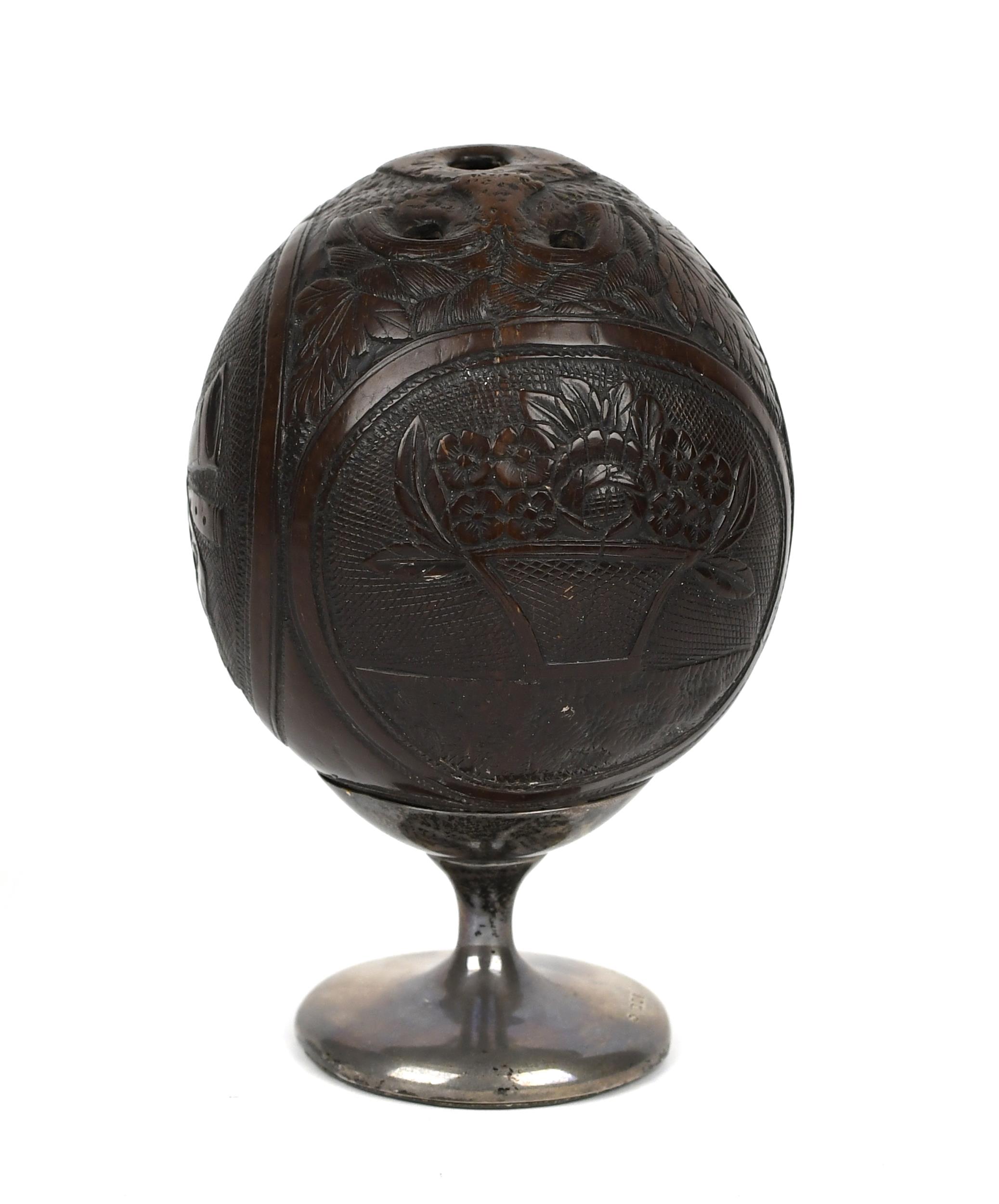 19TH C. SAILOR CARVED COCONUT ON