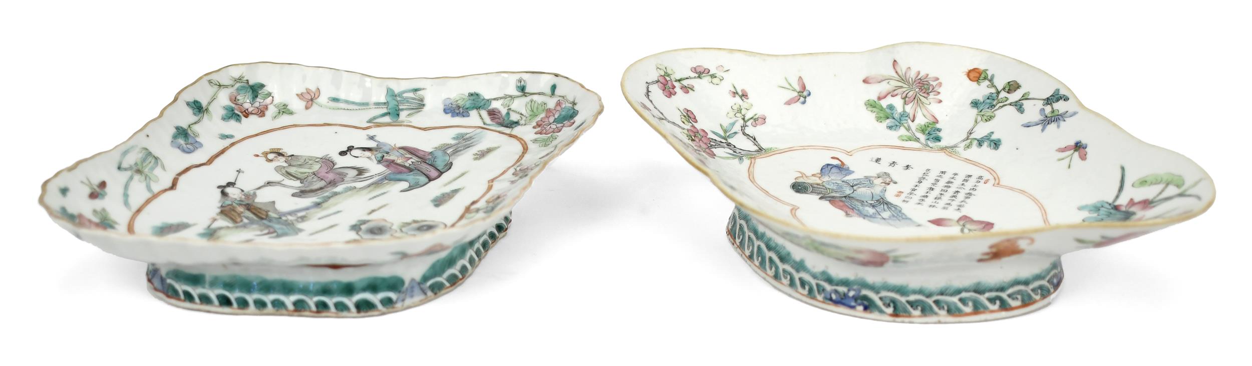 TWO 19TH C. CHINESE LOZENGE FOOTED