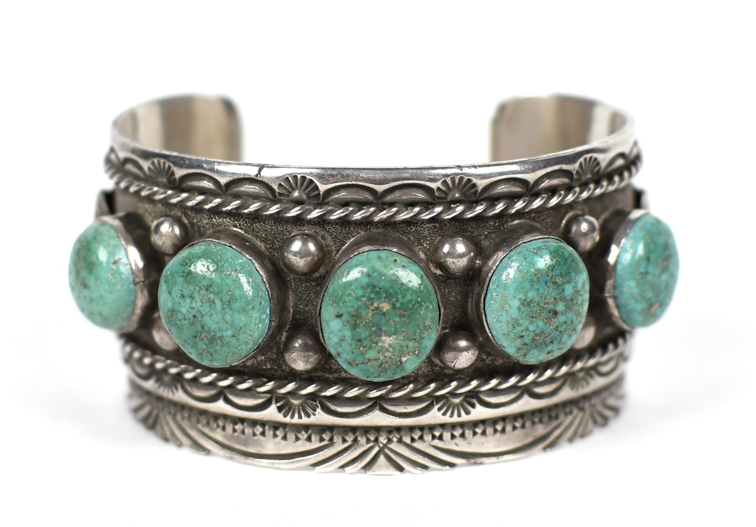 NAVAJO STERLING TURQUOISE CUFF 3b0525