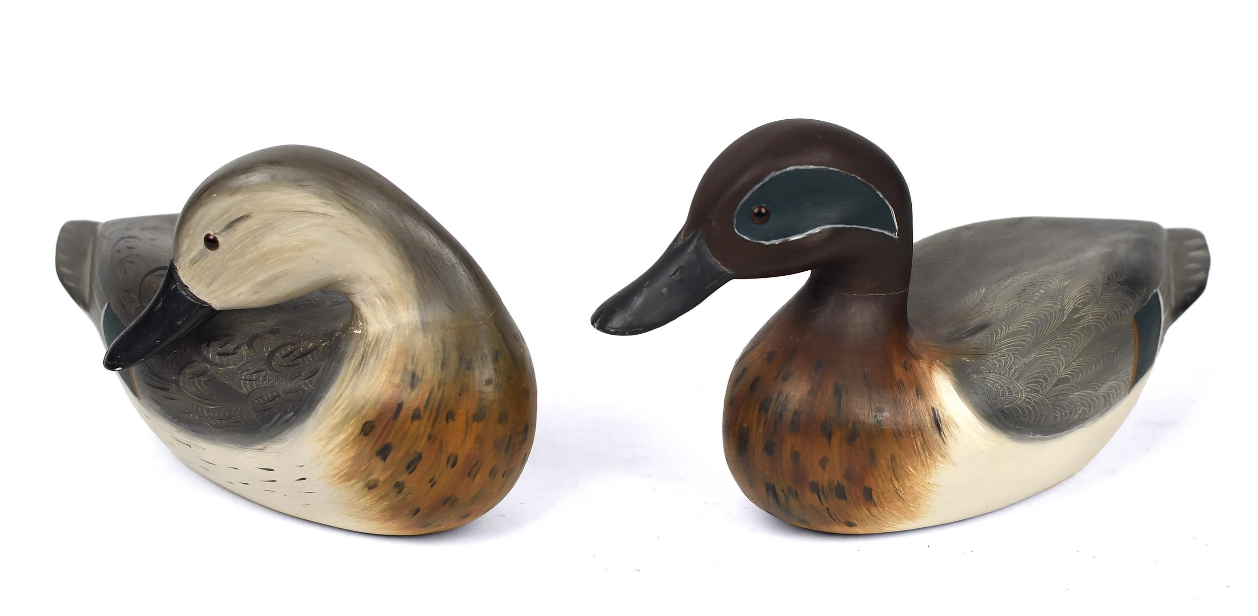 PAIR OF VINTAGE DUCK DECOYS SIGNED