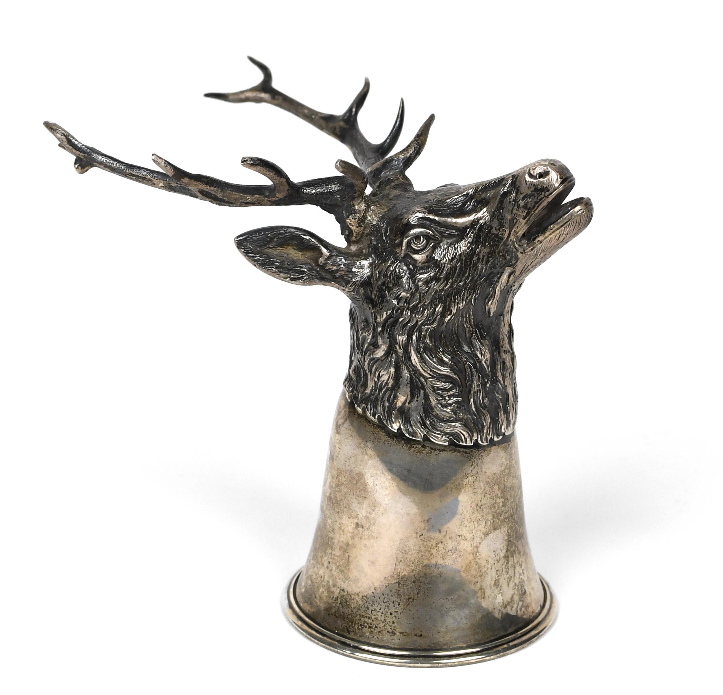 TIFFANY STERLING STAG STIRRUP CUP.
