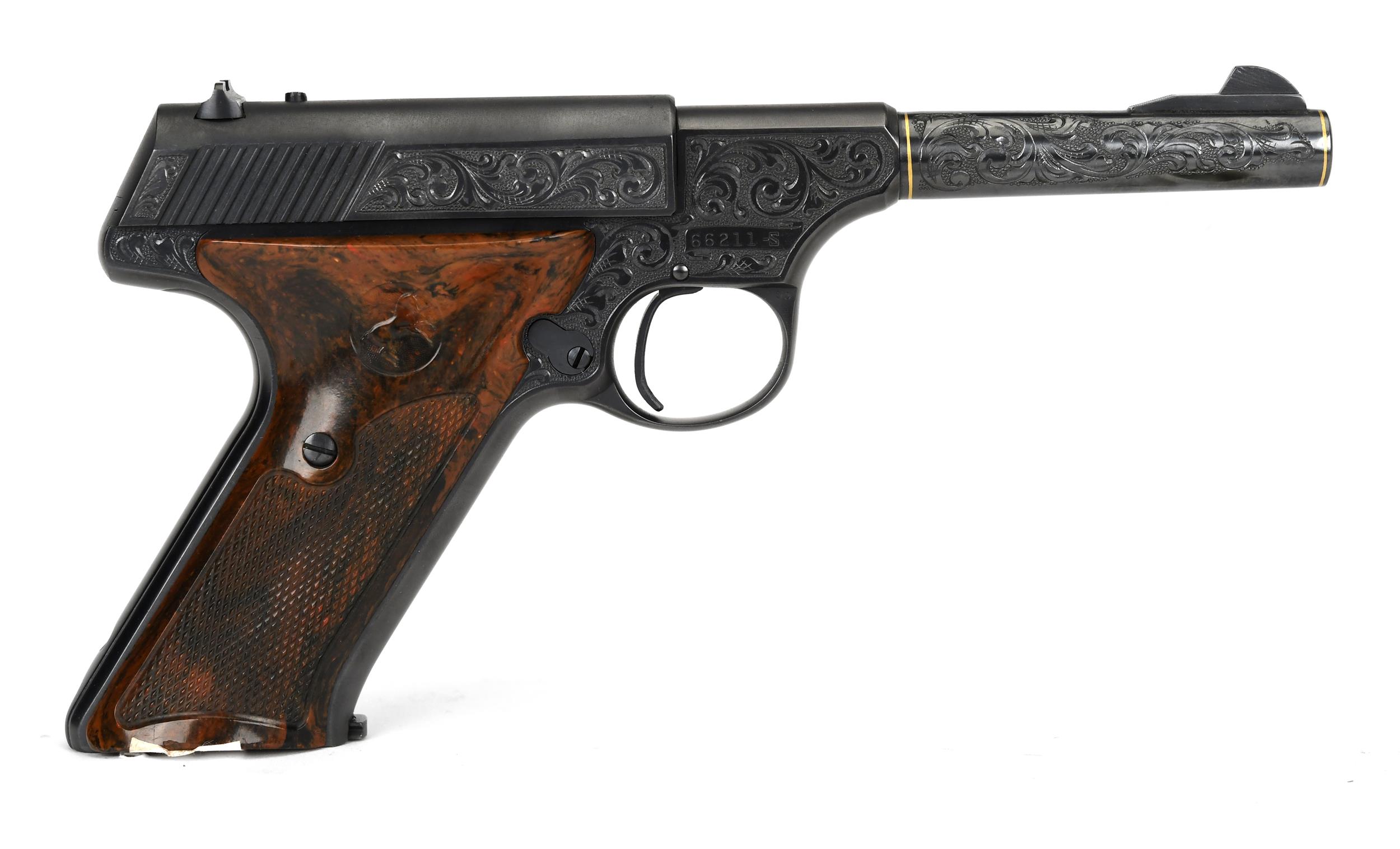 FACTORY ENGRAVED COLT WOODSMAN PISTOL.