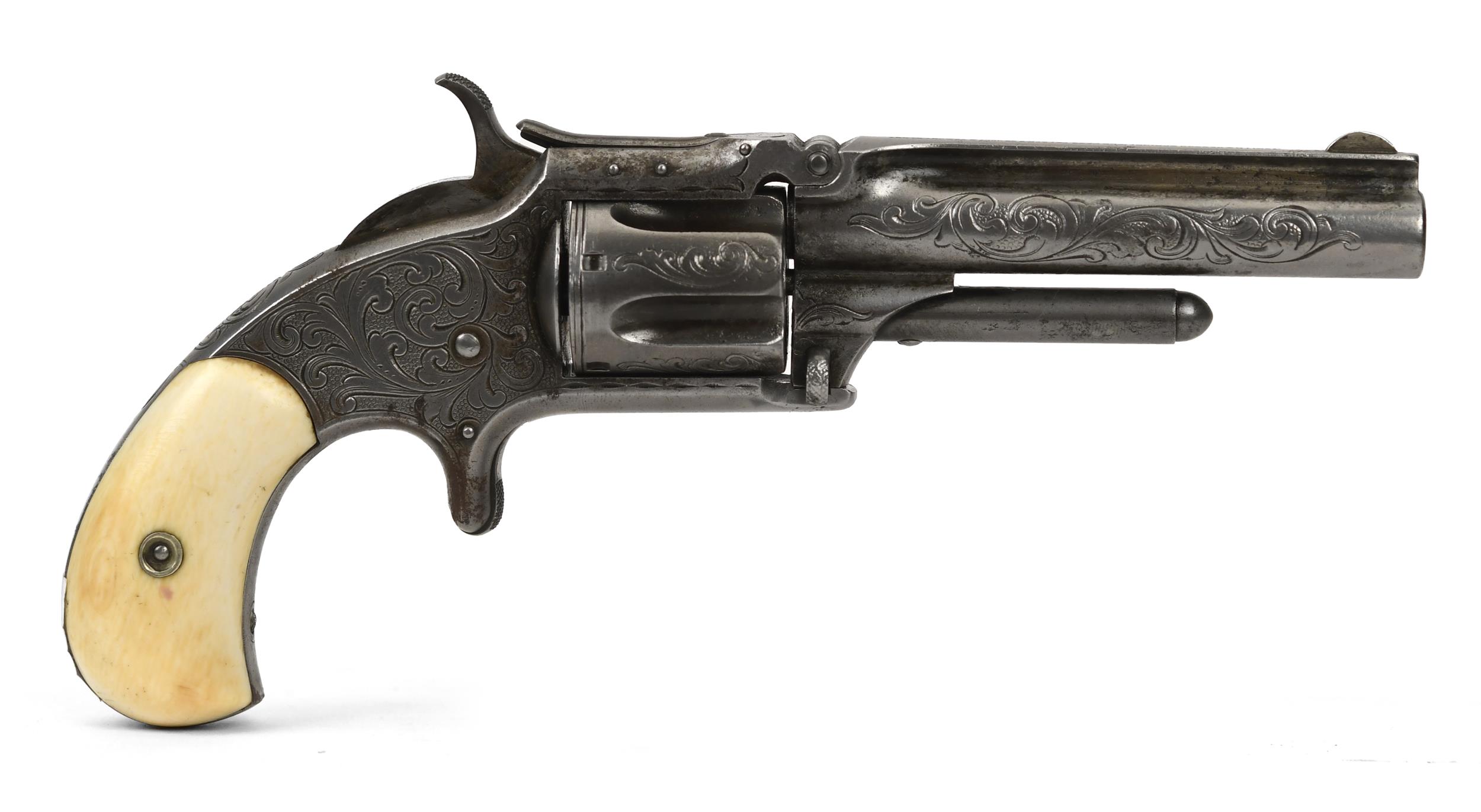 SMITH AND WESSON ENGRAVED 32 CAL REVOLVER.
