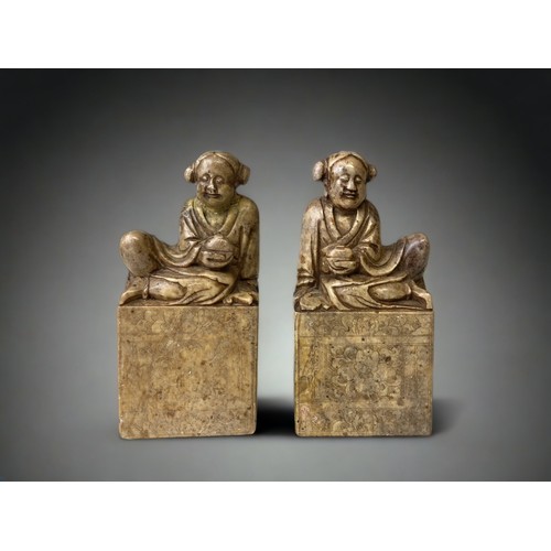 A LARGE PAIR OF CHINESE CARVED