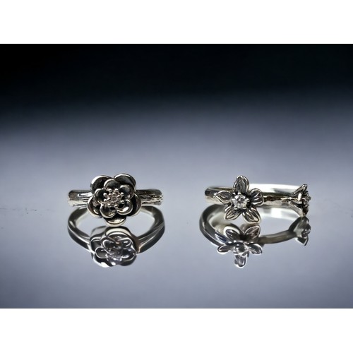 2 x stack ring co 925 silver CZ 3b0638