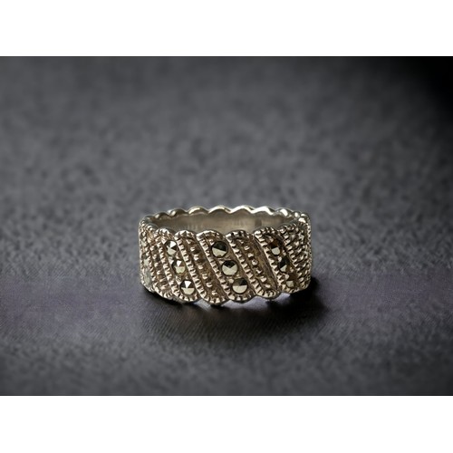 Silver marcasite full band ring Size