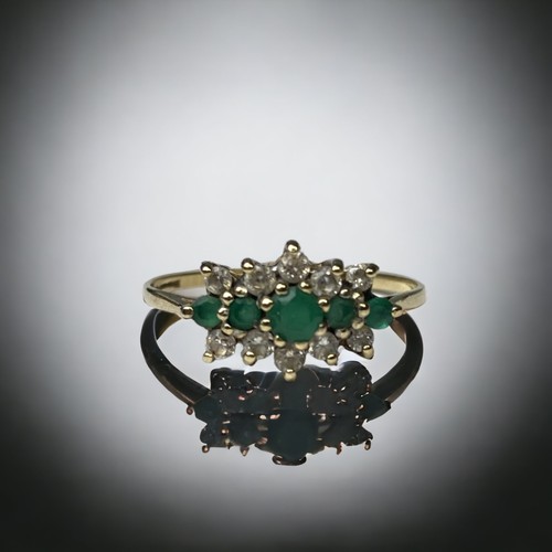 9ct gold ladies emerald bar ring