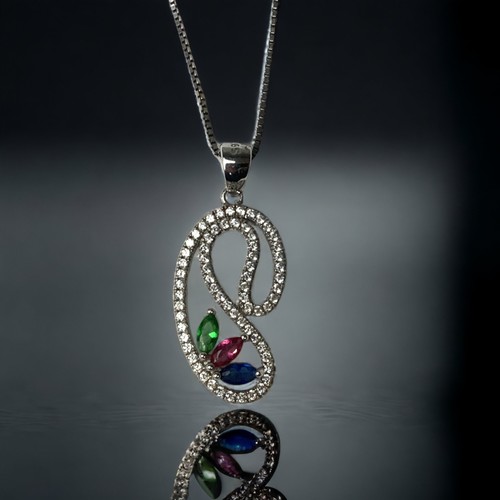 A multi gemset w g 925 silver pendant 3b0646