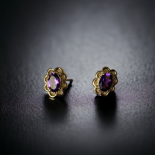 9ct gold Amethyst earrings 3b065f