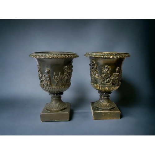 A PAIR OF LARGE RESIN ROMAN STYLE
