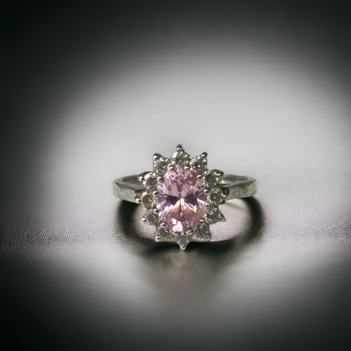 925 silver Pink Topaz halo design 3b06f7