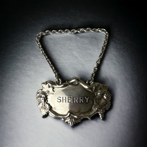 Sterling silver Sherry decanter label