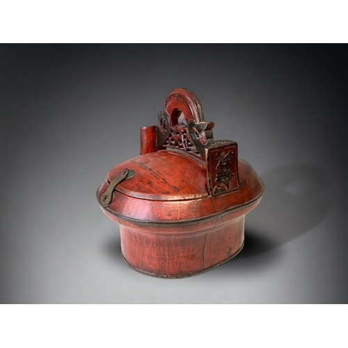 A CHINESE CARVED RED LACQUER STORAGE