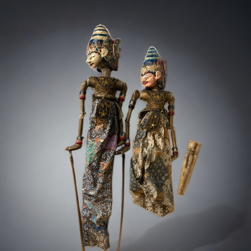 A PAIR OF HAND PAINTED THAI MARIONETTE