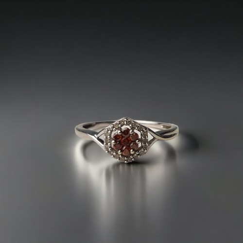 A 9ct white gold ladies Diamond ring.Size