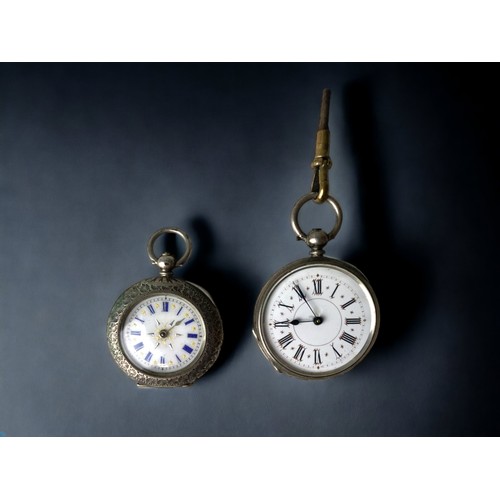 Two 925 silver pocket watches with roman