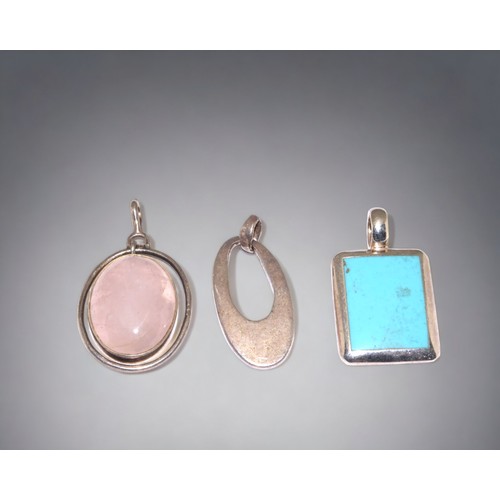 3 x 925 silver pendants 1 turquoise,