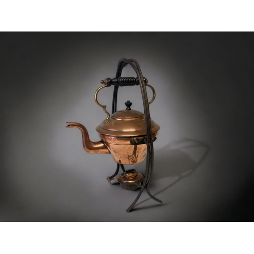 A 19TH CENTURY COPPER SPIRIT KETTLE