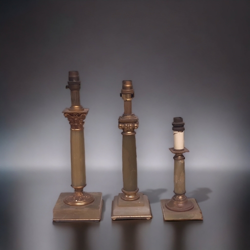 THREE VINTAGE ALABASTER COLUMN