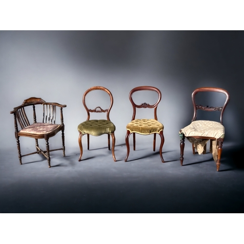 FOUR VICTORIAN CHAIRS, INCLUDING