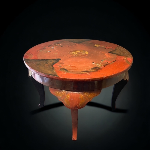 A RED CHINOISERIE LACQUERED TABLE RED 3b089a