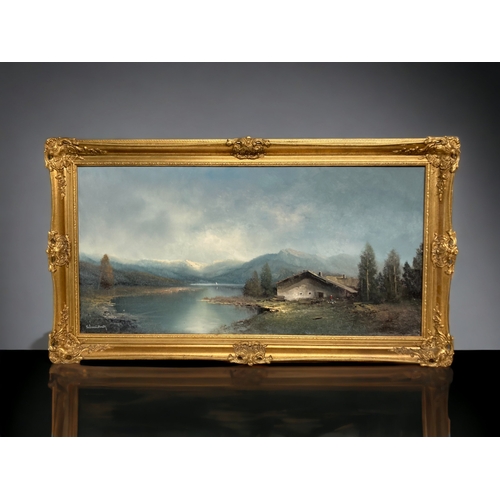 A LARGE GILT FRAMED OIL ON CANVAS  3b0894