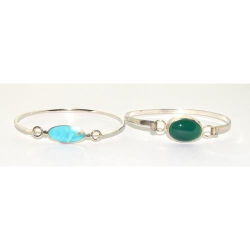 2 x 925 silver natural gemstone bracelets.