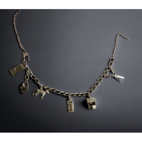 A STERLING SILVER CHARM BRACELET.WEIGHT